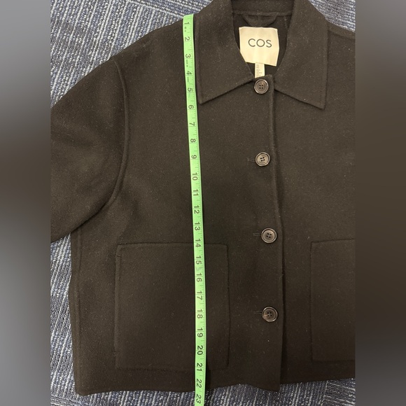 COS Black Cropped Button-Front Wool Jacket - Picture 6 of 7